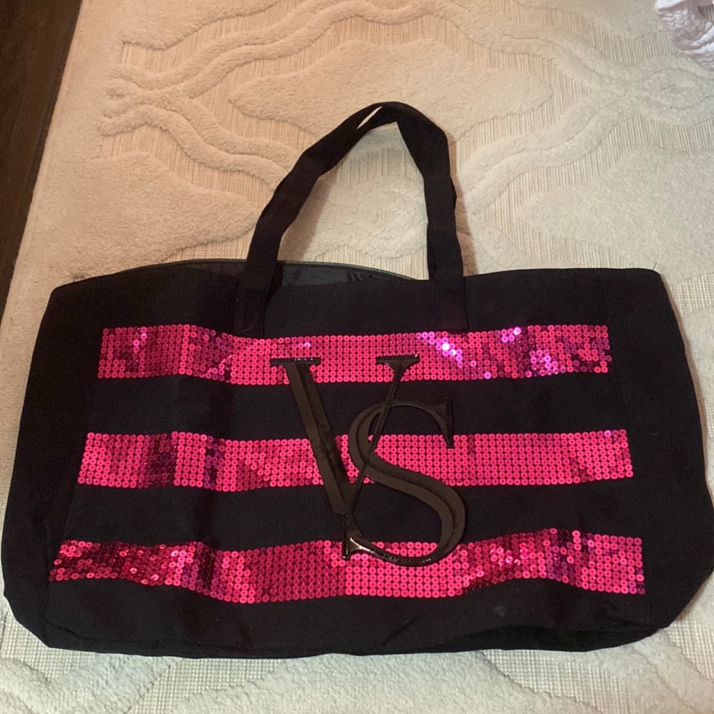 Black sequin VS tote bag